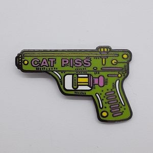 Green Squirt Gun “CAT P*SS” Funny Enamel Pin